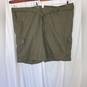 True Nation Men's Olive Cargo Shorts with Belt Size 54